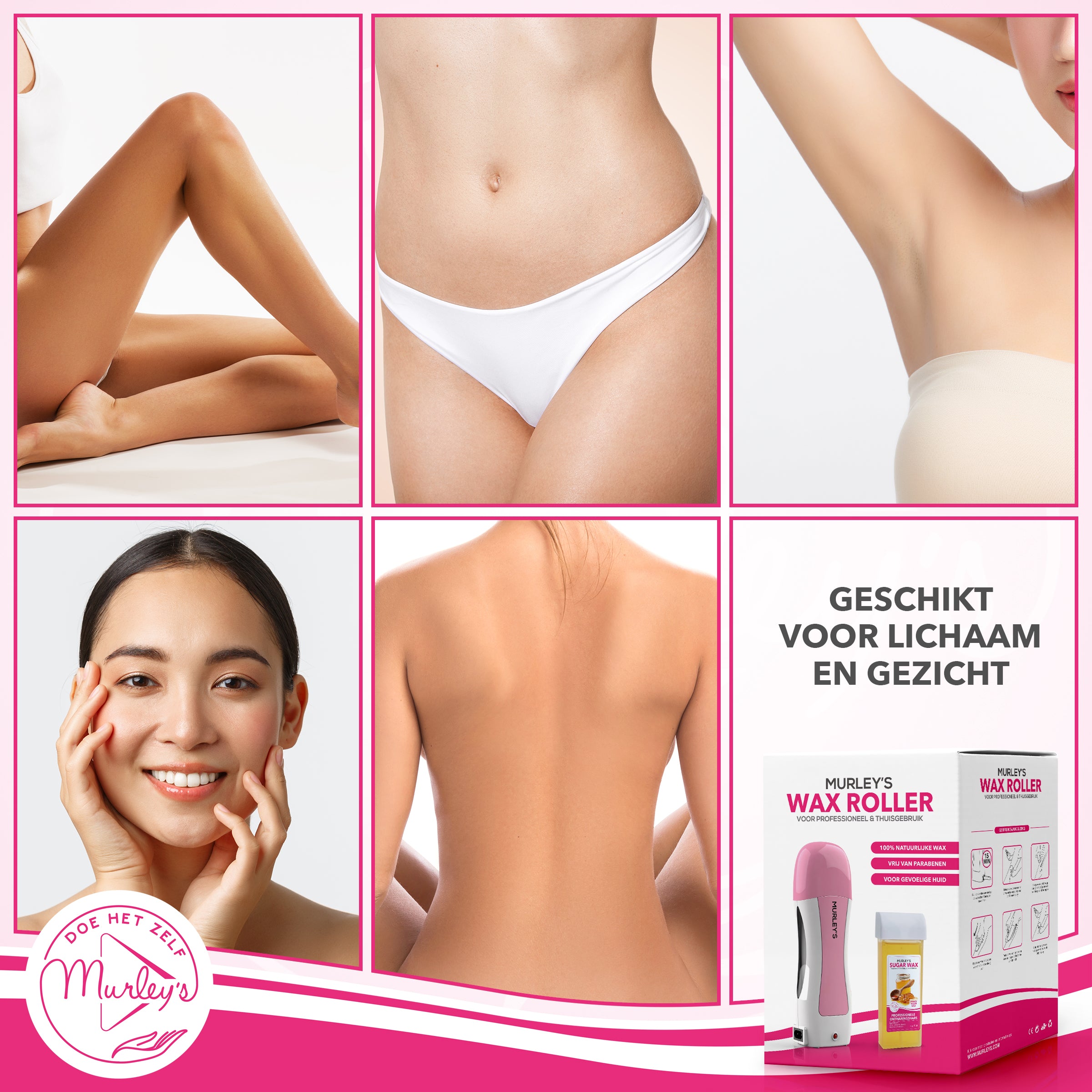 HAARVRIJ LICHAAM MET ROLL-ON WAX SET MET STRIPS - HONING WAX